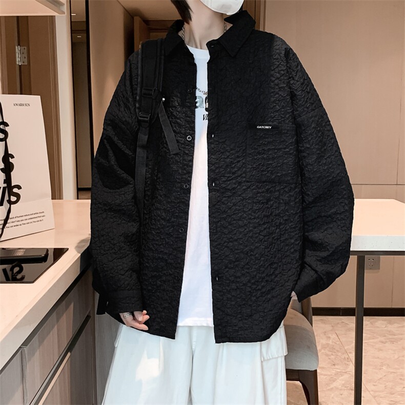 长袖衬衫男秋季港风日系外套潮流ins黑色衬衣春秋CS08805-P45,男装衬衫,星座308B-1