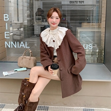 咖色时尚减龄巨好看花边领羽绒服女2025冬季新款90白鸭绒轻暖外套，女装羽绒服，2C159