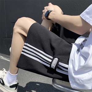 夏款男短裤条纹织带拼接直筒五分短裤D305 P35图片