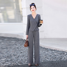 时尚简约大方气质优雅收腰显瘦休闲修身百搭时尚两件套秋季，女装套装/套裙，梦依杭