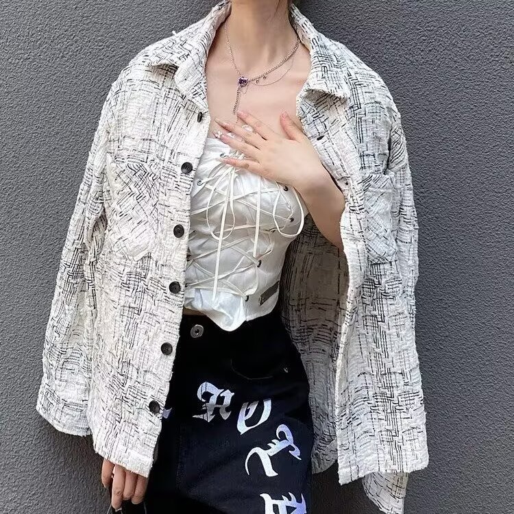 C400-P55简约ins潮流流行情粗纺复合小香风外套百搭慵懒气质,女装短外套,电商B323A