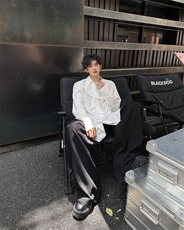 24秋冬荷叶边男模夜店宫廷丝滑设计感衬衫CS65-p78，男装衬衫，电商B288