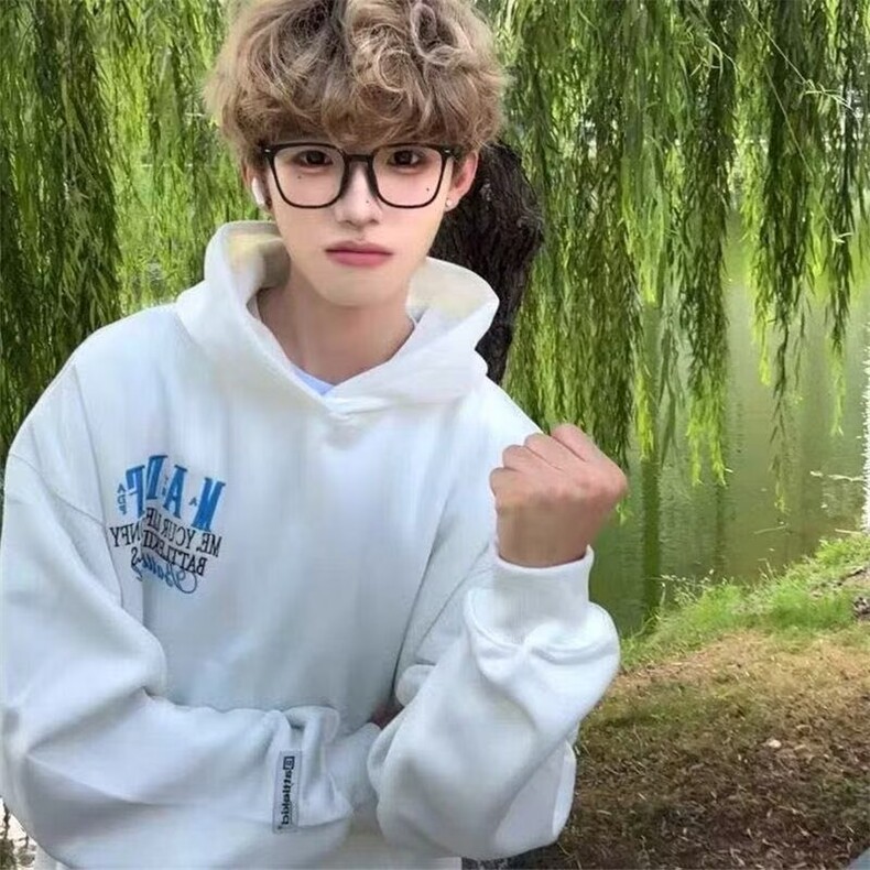 复古排版毛巾绣拉链连帽卫衣男美式街头休闲开衫外套春秋帽衫,女装短外套,星座506A