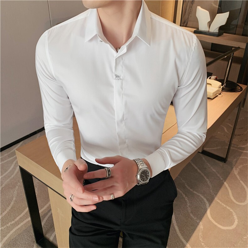 男士刺绣长袖衬衫修身C2022/P63,男装衬衫,电商A213