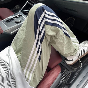 美式宽松直筒运动工装裤夏季潮流条纹撞色休闲裤男现货 K8038-P36图片