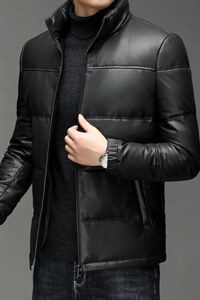 X2261秋冬新款海宁皮衣男士绵羊皮鹅绒羽绒服立领P530图片