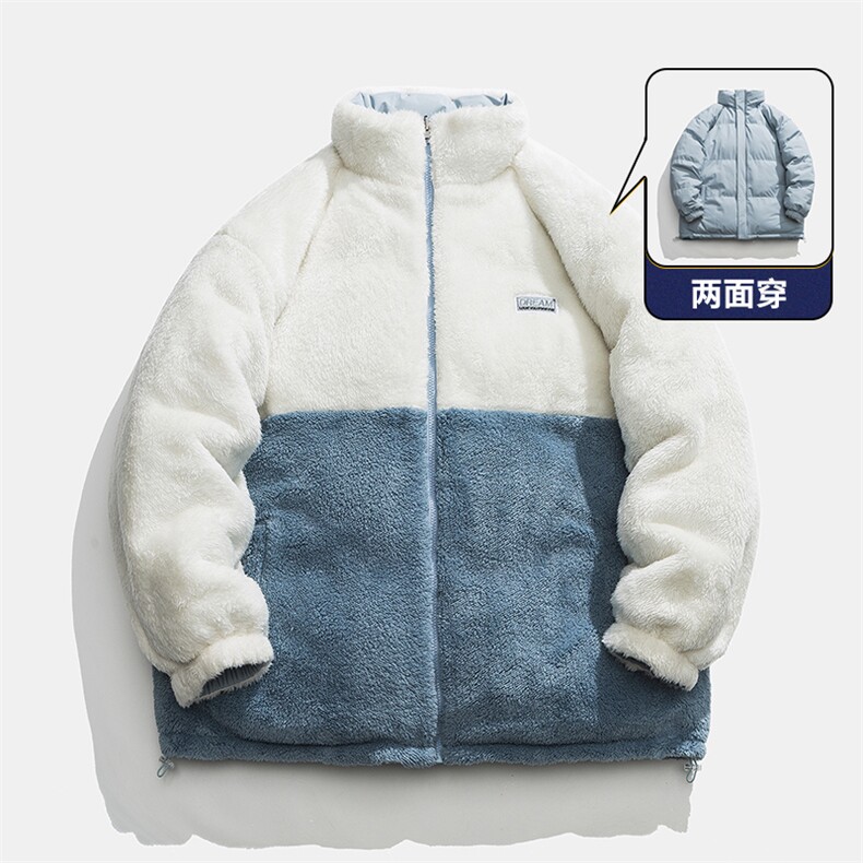 主推十万现货韩版羊羔毛拼接图案保暖摇粒绒棉衣外套MY9073-P80,男装棉衣,电商A128