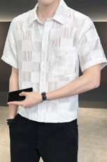 男士短袖衬衫高级感定制面料冰丝透气档口大货C317-C805-P55，男装衬衫，电商C317