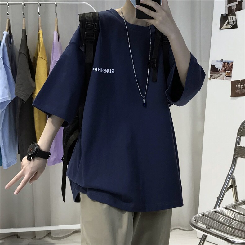 T06常年款男士休闲字母印花T恤衫外套圆领半袖五分袖TEE男女中性,男装T恤,星座115A-3