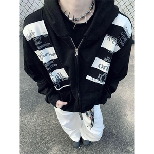 高品质春装新款美式高街潮牌解构设计休闲连帽卫衣男女慵懒风外套