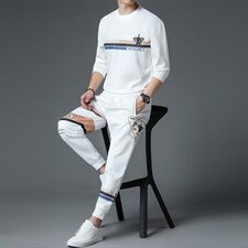 SXL9615秋季2023年新款男士长袖长裤修身休闲时尚卫衣套装P155，男装休闲套装，电商B360