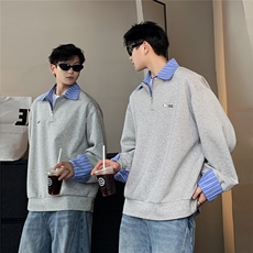 学院风假两件POLO衫翻领拉链卫衣早秋小众长袖内搭打底衫W100-P58，男装Polo衫，电商C307