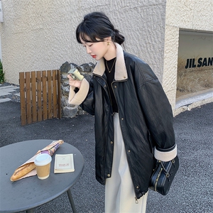 新款 皮衣拼接羊羔毛羽绒服9932-P265-K388图片