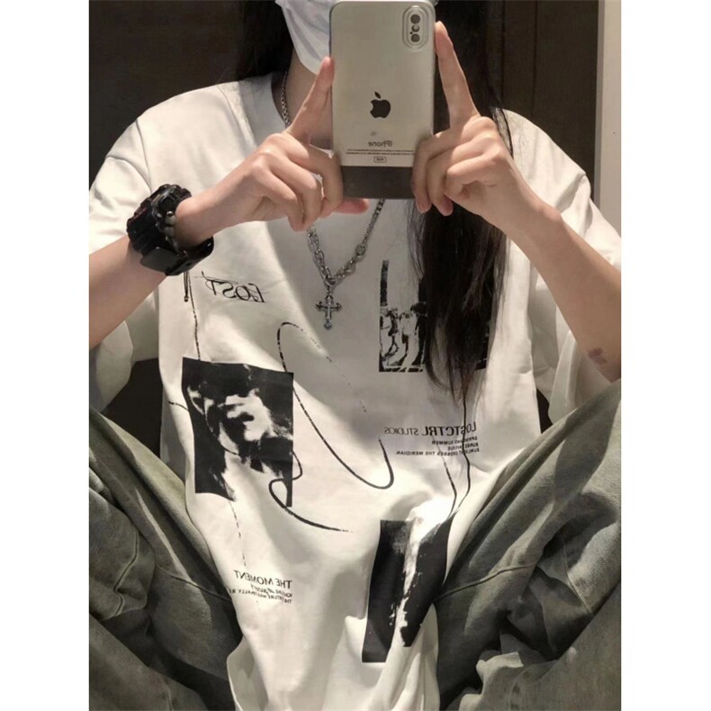 T0712-P302025夏季新款百搭休闲短袖男女款慵懒风美式复古上衣,男装T恤,星座617A-2