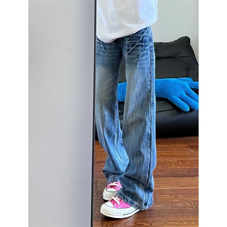 D6063-P55微喇牛仔裤男水洗百搭直筒阔腿拖地裤子-网图现货,男装牛仔裤,星座603-2
