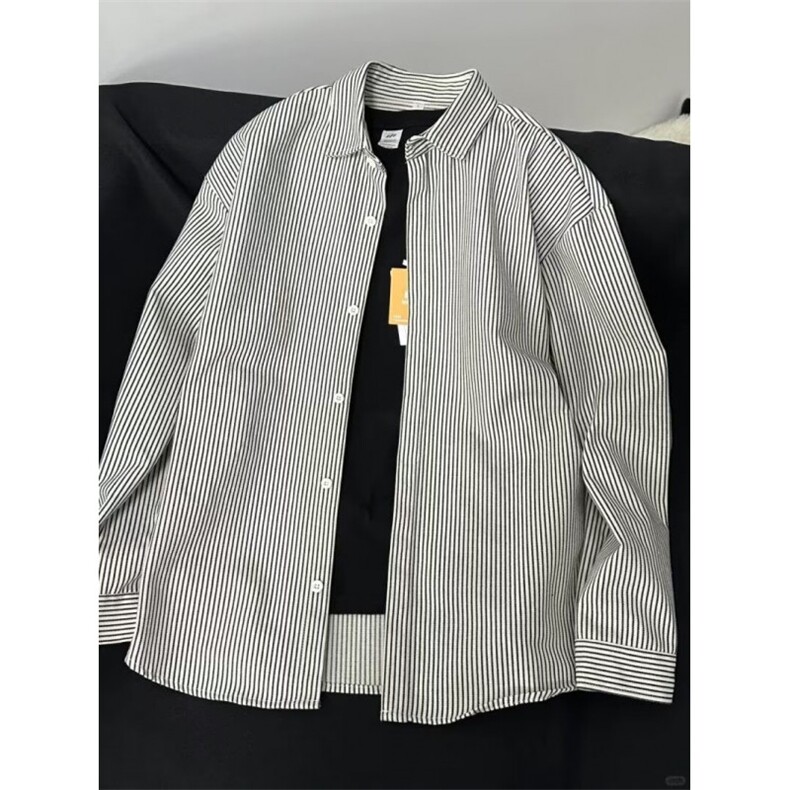 1506/QXX290/P40复古条纹长袖阳光干净上衣高级感痞帅衬衣外套,男装衬衫,星座1506