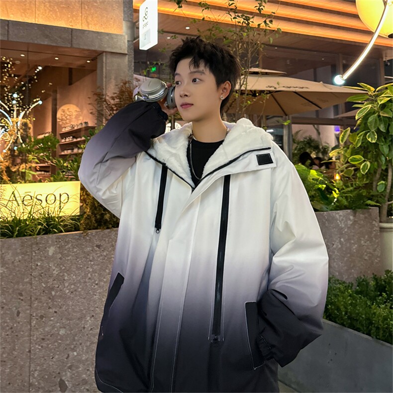 渐变三防户外冲锋衣内里600克仿兔毛潮牌棉衣XZ301AY08P128,男装棉衣,星座301A