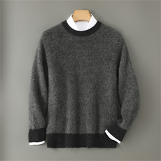 2025年秋季新款七针芝麻点针织男士羊毛衫上衣时尚休闲通勤百搭，男装羊毛衫，雅邦羊绒