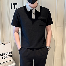 店主风社会小伙男士POLO衫新款异色翻领口袋款T恤301A-1/PL99/P55，男装T恤，星座301A-1