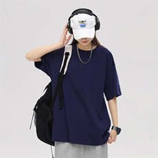 支持单件包装抖音得物二开210克宽松落肩纯棉光版纯色短袖T恤9.5，男装T恤，电商A486-1