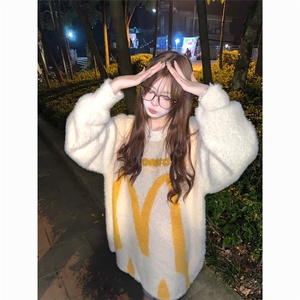 MY9157-P43美式复古软糯兔子耳朵马海毛毛衣男女情侣oversize