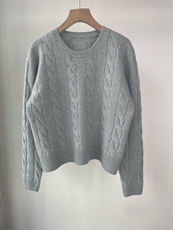 新款绞花圆领纯色时尚百搭针织衫套头，女装针织衫/毛衣，巾兮羊绒