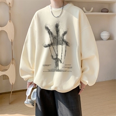 已注册/华棉内景秋冬新款个性宽松圆领卫衣男WY00727/P35加绒P45，男装卫衣，电商B316