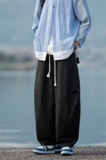 2025春夏新款潮牌大码弯刀裤宽松直筒休闲长裤男2530-P40控59，男装休闲裤，电商C305A