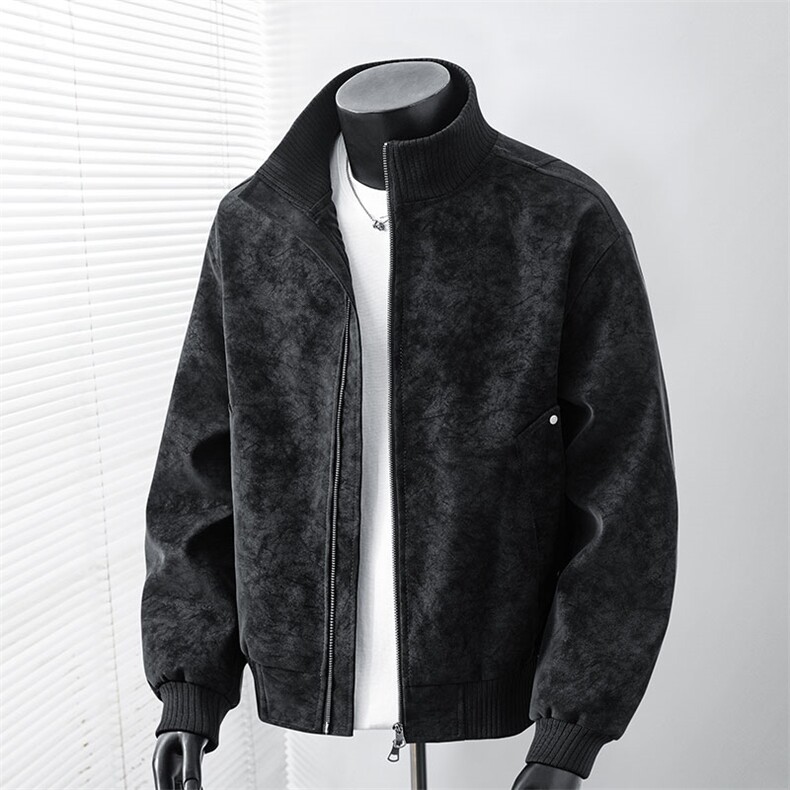 2026春季新款得物品质休闲皮夹克飞行服皮衣男防外套26183-60，男装夹克，星座1402-2