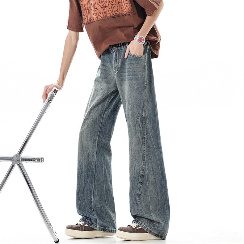 春夏季2026新款闪电纹微喇叭牛仔裤xz906-1-K1303特价P45控88，男装牛仔裤，星座906-1（原电商a316-2）