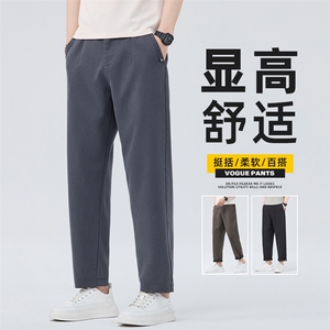 男士休闲裤春季新款直筒修身百搭青年九分裤商务长裤Z2580-P45图片