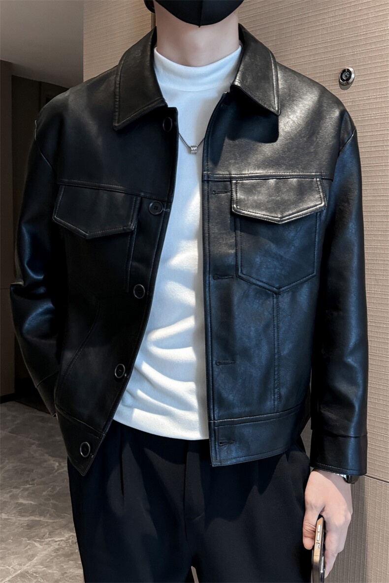 轻熟风男士秋冬休闲皮衣2025秋季长袖夹克店主风JK8012-P135,男装夹克,电商A236