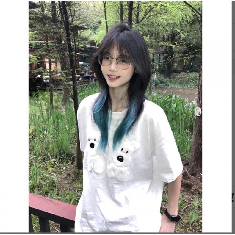 H0433-p35毛巾绣+贴标大短袖t恤女夏季半袖宽松别致上衣,女装T恤,星座617A-2