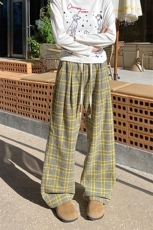 秋季呢料重磅420g小众设计男宽松格子阔腿休闲裤K24061-特P40控78，男装休闲裤，电商A001-1