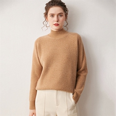 慵懒绒暖~秋冬新款山羊绒衫女士半高领宽松大码毛衣元宝针打底衫，女装针织衫/毛衣，宛咚羊绒