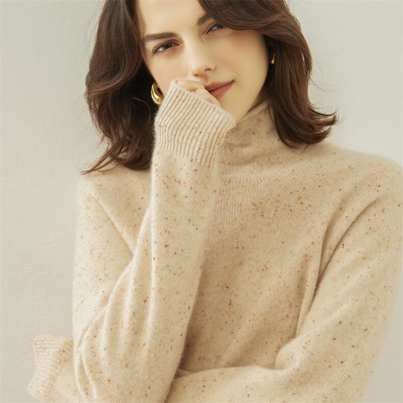 2024秋季新款一线成衣点纱堆领35%羊绒衫，女装羊绒衫，戎美山