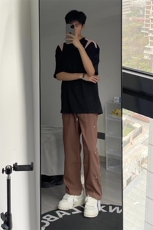 B221美式ins高街小众排扣直筒休闲西裤LK23008-P60控78，男装休闲裤，电商B221