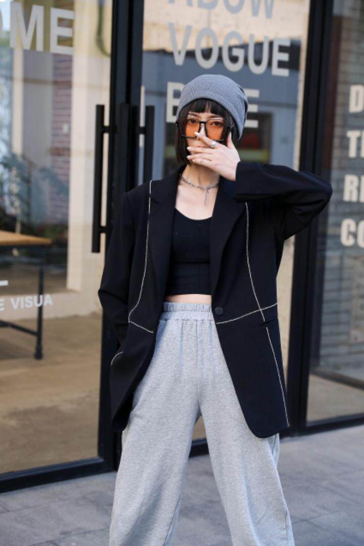 现货，春软，格子西装收腰型外套，女装西装，锦华秀逸