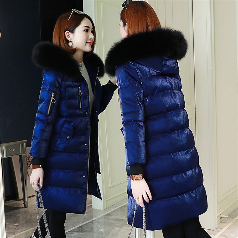 2022年冬季时尚潮流舒适简约个性纯色中长款长袖拉链棉衣，女装棉衣/棉服，琦鑫阁（原依鑫阁）