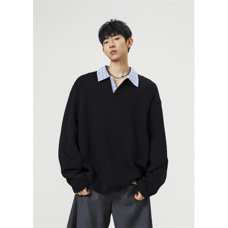 706-CCH1745-P40特P现货秋季miu系拼接polo领卫衣情侣长袖T恤,男装T恤,星座706