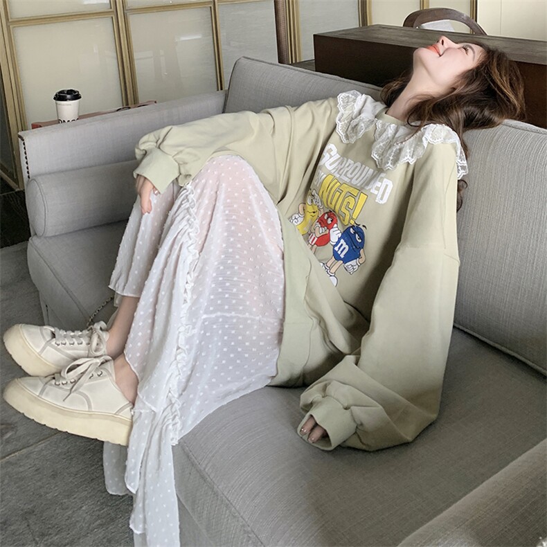 现货 春秋绿色卡通拼接卫衣裙1008P135K198图片
