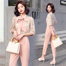 020年夏季时尚小清新百搭气质优雅两件套，女装套装/套裙，悠米