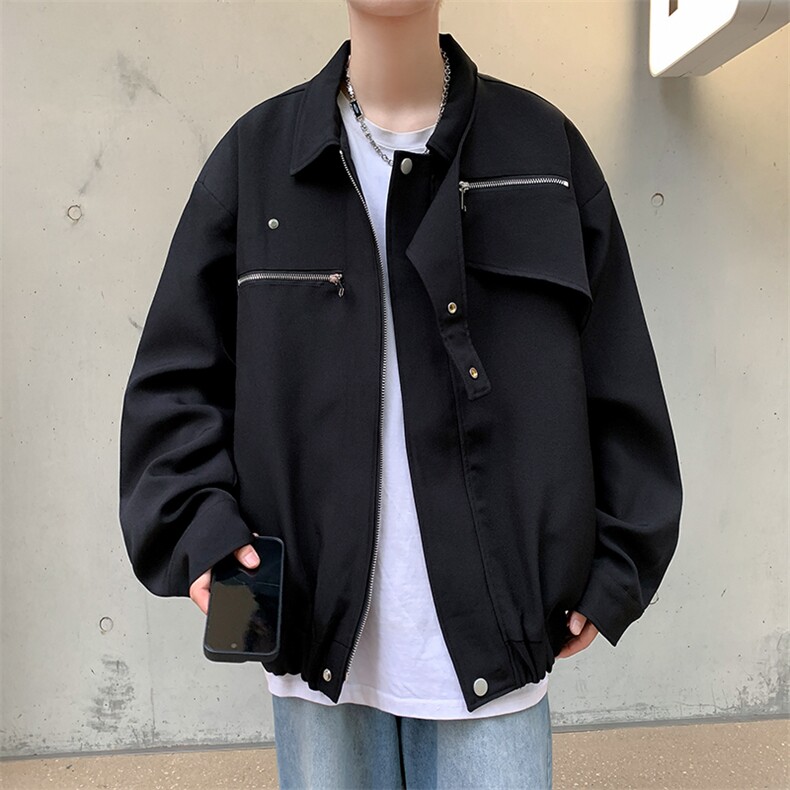 双层垫肩夹克美式高街帅气男痞子帅2023秋冬季ins外套W5206-P79,男装夹克,星座412-3
