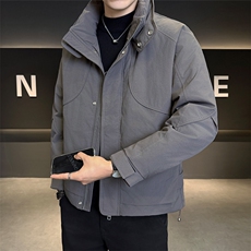 纯色无帽立领羽绒服休闲百搭上衣外套男A329-YR2559-P195，男装羽绒服，电商A329