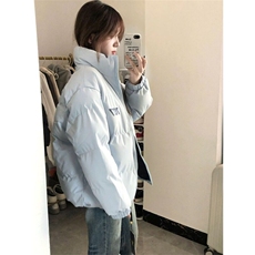 甜酷风字母印花蓝色棉服冬季小个子百搭立领宽松棉衣外套M7696，男装棉衣，星座1116A（原606A-3）