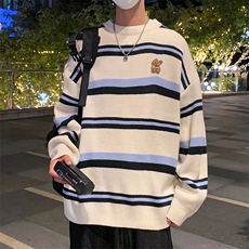 趣刺卡通绣针织衫男圆领宽松套头M678P40，男装针织衫/毛衣，星座1116-2