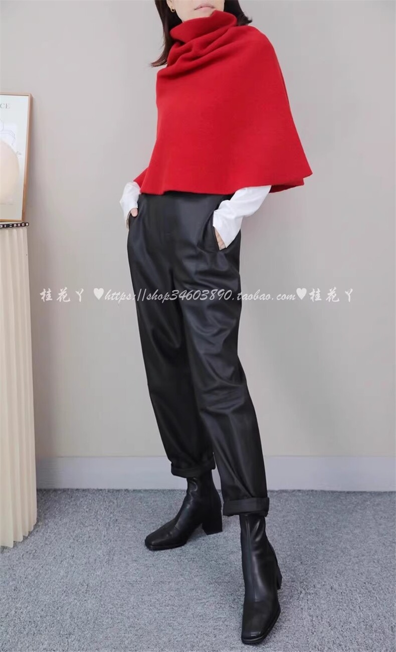 羊毛温暖时髦！A字机理60支18针高领套头披肩斗篷围脖女秋冬,饰品披肩,挚尚羊绒