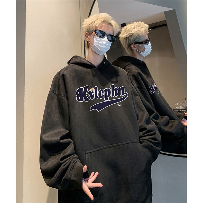 抖音得物供货提供视频秋冬重磅美式麂皮绒连帽卫衣JLM18,男装卫衣,电商A486