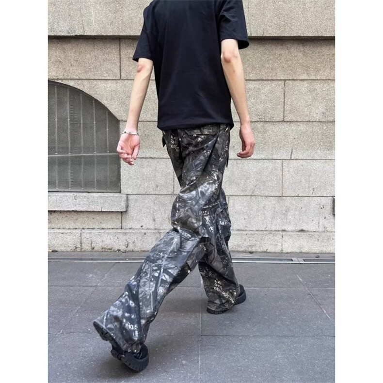 04树枝迷彩元素直筒宽松情侣休闲阔腿裤-XZ814-网络图,男装休闲裤,星座1002-2