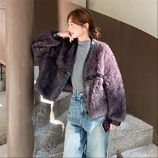 新款花狐皮毛一体牛短款外套2C267-970-P200-K298，女装短外套，茵姿媚